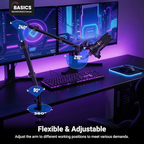 NEEWER BASICS Microphone Boom Arm, 31" Flexible Mic Desk Stand Mount, Compatible with Blue Yeti FIFINE AM8 K669B HyperX QuadCast S SoloCast AT2020 Shure SM7B MV7 for Gaming Streaming Recording, MS050 - style: MS050