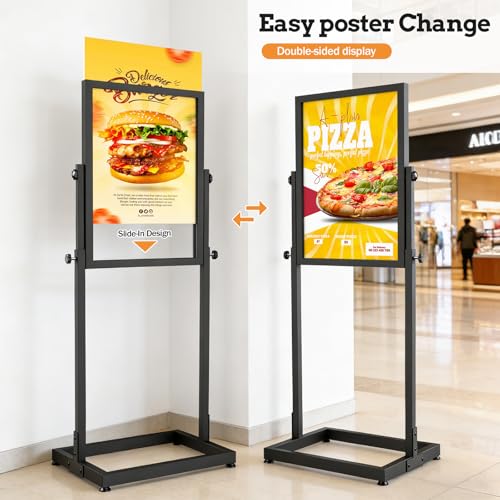 Sign Holder Floor Stand, 18x24 Inch Heavy Duty Pedestal Poster Banner Stand for Display, Metal Floor Standing Display - Double Sided Poster Stand for Business, Office, Trade Show, Mall Advertising