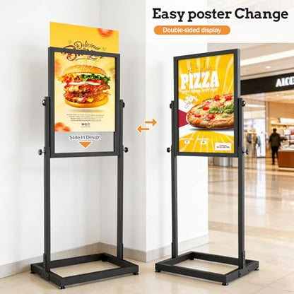 Sign Holder Floor Stand, 18x24 Inch Heavy Duty Pedestal Poster Banner Stand for Display, Metal Floor Standing Display - Double Sided Poster Stand for Business, Office, Trade Show, Mall Advertising