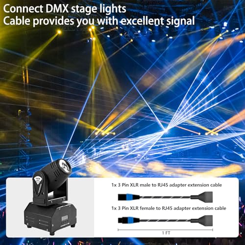 3 Pin XLR to RJ45 Adapter 1 Pair, XLR Male/Female to RJ45 Extension Cable, CAT5 Ethernet to DMX512 Cable for DMX Controller, Stage Lighting, Mixer, 1Ft