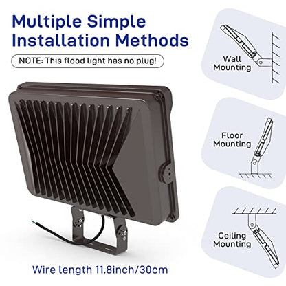 HYPERLITE LED Flood Light 200W 24000LM 5000K Daylight IP65 Waterproof Outdoor Floodlights UL Certified for Court Garden Warehouse