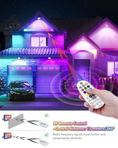 MEIKEE 60W RGB LED Flood Lights Outdoor 6000LM Color Changing Floodlights