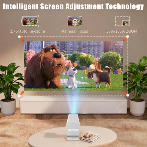 Mini Projector with Wifi and Bluetooth,4K Supported Smart Projector | Built-in Apps,XENPONAD Portable Projector for Bedroom Celling Camping & Outdoor, Movie Projector with Speaker, Auto Keyston