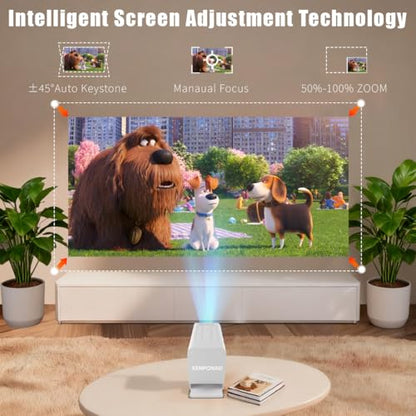 Mini Projector with Wifi and Bluetooth,4K Supported Smart Projector | Built-in Apps,XENPONAD Portable Projector for Bedroom Celling Camping & Outdoor, Movie Projector with Speaker, Auto Keyston