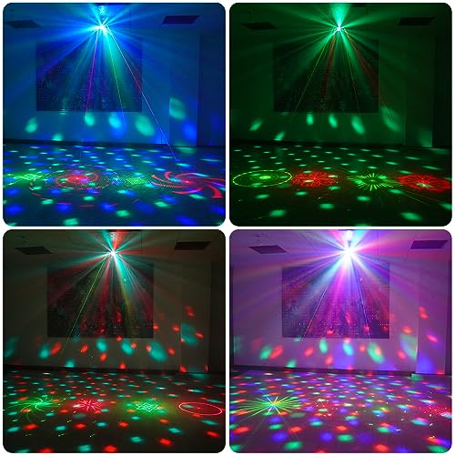 LAUCNPTY DJ Disco Ball Party Lights with DMX512 and Sound Activated, LED Stage Lighting Show Strobe Light for Parties Indoor Dance Wedding Karaoke Bar KTV Club Christmas Halloween Music Rave Lamp