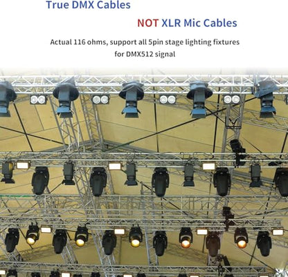 SMALL-EYE 5 Pin DMX Cables 50 ft 2-Pack, 4-Core Male to Female - size: 50 feet -2 Packs