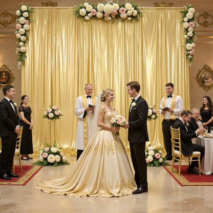 10x10ft Gold Backdrop Curtains Glitter Sequin Photo Backdrop Curtain Fabric Gold Shimmer Drapes Backdrop Bridal Baby Shower Wedding Birthday Party Photography Backdrops Photoshoot 5x10FT, 2 Panels - color: Gold, size: 10 ft X 10 ft(2 Panels 5ft X 10ft)