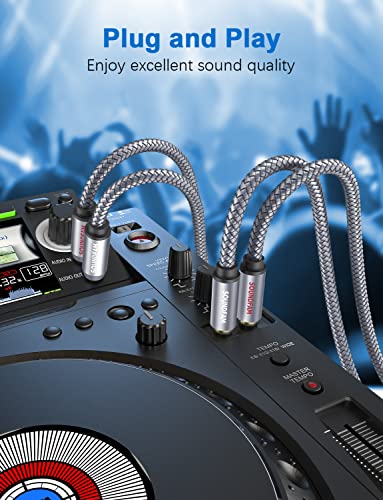 RCA to 1/4 Cable，Dual RCA Male to Dual Quarter inch(6.35mm) Male TS Stereo Audio Interconnect Cable-Grey(3.3Feet/1M) - color: Grey-2*1/4 to 2RCA, size: 3ft/1M