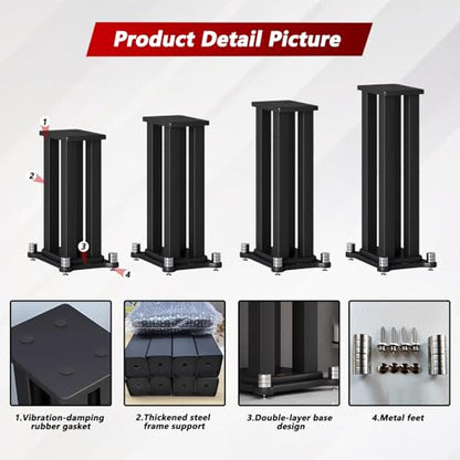 Universal Wooden Speaker Stands Pair, Heavy Duty Floor Standing Speaker Mount, Bookshelf & Studio Monitor Stands for Home Theater Surround Audio System (7.8in) - size: 7.8 in
