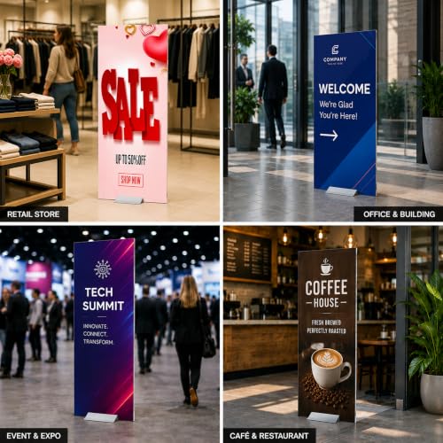 Blulu 1 Pcs Metal Floor Sign Holder Fits 12" Wide Sign Board up to 72" Tall - size: 12"