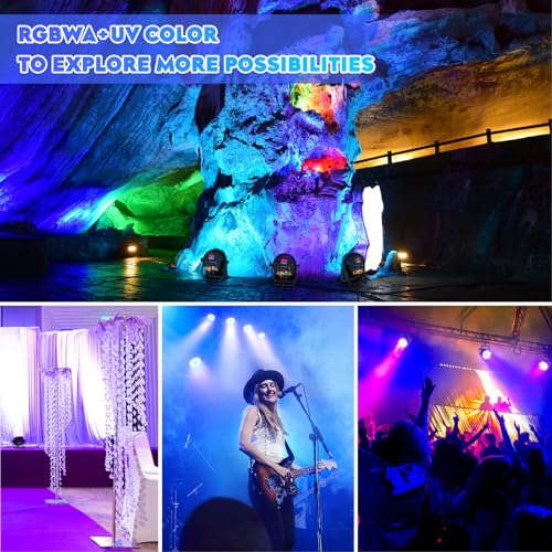 16-Pack IP67 Waterproof LED UV RGBWA 6-in-1 Par Light Outdoor Uplighting DMX Control Wash Strobe Effect DJ Light for Halloween Christmas Night Club Disco Club Church Wedding Bar - color: 16-PACK
