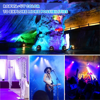 16-Pack IP67 Waterproof LED UV RGBWA 6-in-1 Par Light Outdoor Uplighting DMX Control Wash Strobe Effect DJ Light for Halloween Christmas Night Club Disco Club Church Wedding Bar - color: 16-PACK