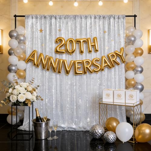 Silver Sequin Backdrop Curtain Drapes 8ftx8ft Glitter Fabric Photo Backdrop | Twilight Sparkle Photo Backdrop Curtain for Wedding/Baby Shower/Pincess Happy Birthday /Graduations/New Years/Theme Party - color: Silver, size: 8ftx8ft