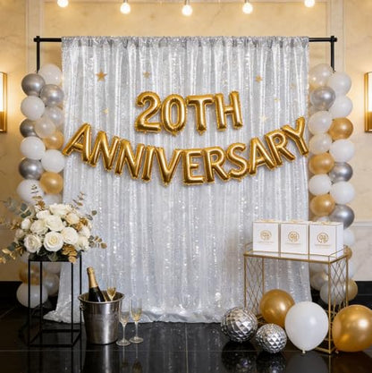 Silver Sequin Backdrop Curtain Drapes 8ftx8ft Glitter Fabric Photo Backdrop | Twilight Sparkle Photo Backdrop Curtain for Wedding/Baby Shower/Pincess Happy Birthday /Graduations/New Years/Theme Party - color: Silver, size: 8ftx8ft