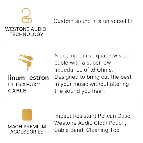 Westone Audio - Mach 80 Universal IEM Wired Earbuds - 8 Balanced Armature Professional Musician in Ear Monitor Earphones with Linum® ESTRON ULTRABaX™ T2 Cable - style: 8 Drivers