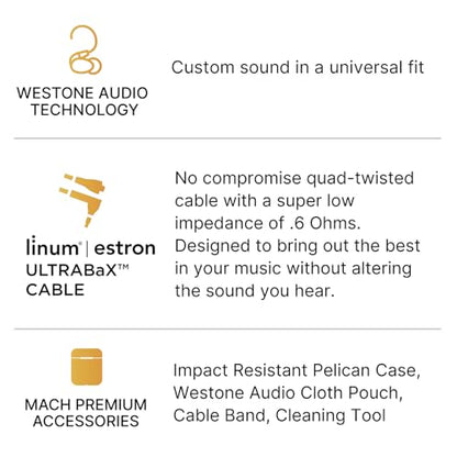 Westone Audio - Mach 80 Universal IEM Wired Earbuds - 8 Balanced Armature Professional Musician in Ear Monitor Earphones with Linum® ESTRON ULTRABaX™ T2 Cable - style: 8 Drivers