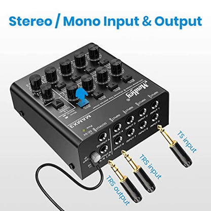 Moukey Audio Mixer, DC 5V, 8 Stereo Ultra, Low Noise 8 Channel Line Mixer for Sub-Mixing, for Small Clubs or Bars, As Guitars, Bass, Keyboards Mixer, MAMX3 - size: Large (8-channel)