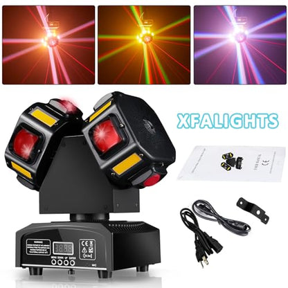 LED Moving Head Dj Lights 8 LEDs DJ Lighting RGB Beam Rotating Stage Lights Strobe & Star Effect with Sound Activated DMX 512 for Party Concert Festival Show