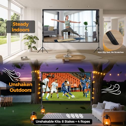 100 Inch Projector Screen with Stand, Portable Outdoor Movie Screen - size: 120"-275x200cm