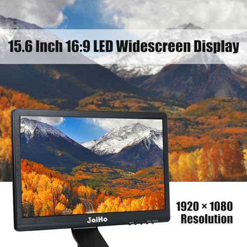 JaiHo 15.6-Inch Professional Security Monitor, 1920x1080P CCTV Screen with Metal Housing, BNC HDMI VGA AV USB, Industrial Display for DVR NVR System, 24/7 Reliable Security Surveillance - color: 15.6 inch 1920×1080