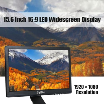 JaiHo 15.6-Inch Professional Security Monitor, 1920x1080P CCTV Screen with Metal Housing, BNC HDMI VGA AV USB, Industrial Display for DVR NVR System, 24/7 Reliable Security Surveillance - color: 15.6 inch 1920×1080