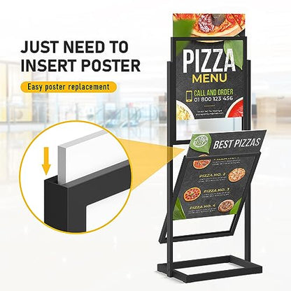 Sign Holder Floor Stand, Heavy Duty Pedestal Poster Banner Stand for Display, Metal Floor Standing Display - Double Sided Poster Stand 22" x 28" for Business, Office, Trade Show, Mall Advertising