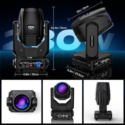 Moving Head Lights with Flight Case, 2 Pack 280W DJ Lights with 17 Gobos, 15 Colors Prism, DMX512 Sound Activated for Bar, Disco, Concert, Halloween