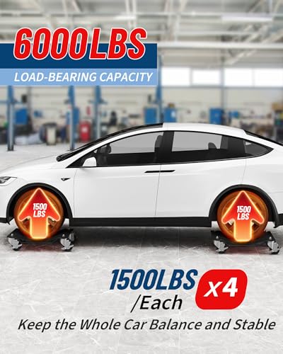 DEXSO Car Dolly Set of 4 Heavy Duty 6000 Lbs Steel Wheel Dollies Black - color: Black