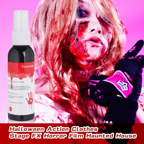 Liquid Latex Scar Wax SFX Makeup Kit with 6 Color Bruise Wheel Face Body Paint+Fake Blood Splatter Spray+Squirt Blood+Coagulated Blood Gel+Spatula Sponges for Halloween Fake Scars Wounds Burns - color: Halloween SFX Makeup Kit (11 Pieces)