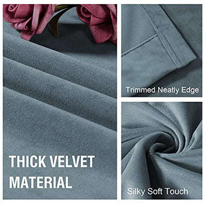 H.VERSAILTEX Room Darkening Velvet Curtains for Bedroom, 63" L, Stone Blue - color: Stone Blue, size: 52"W x 63"L (Pack of 2)
