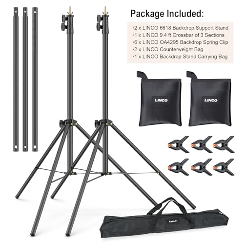 LINCO Lincostore Backdrop Stand Kit 9.4x8.3ft(WXH) for Party Photography - size: 9.4x8.3 ft