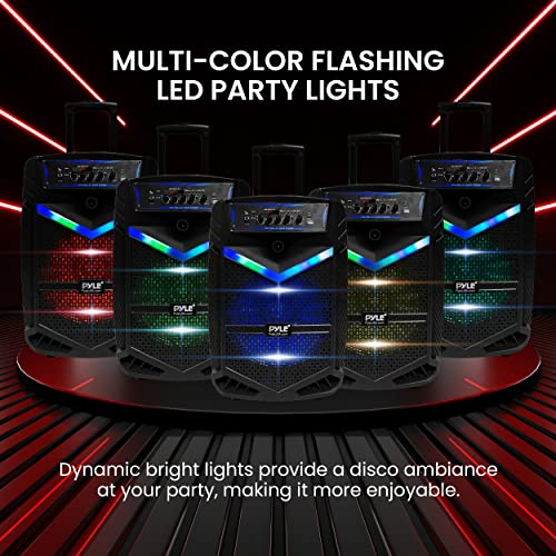 Pyle Portable Bluetooth PA Speaker System - 800W Rechargeable Outdoor Bluetooth Speaker Portable PA System w/ 12” Subwoofer 1” Tweeter, Recording Function, Mic In Party Lights USB/SD Radio- PPHP1242B - size: 12 in