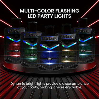 Pyle Portable Bluetooth PA Speaker System - 800W Rechargeable Outdoor Bluetooth Speaker Portable PA System w/ 12” Subwoofer 1” Tweeter, Recording Function, Mic In Party Lights USB/SD Radio- PPHP1242B - size: 12 in