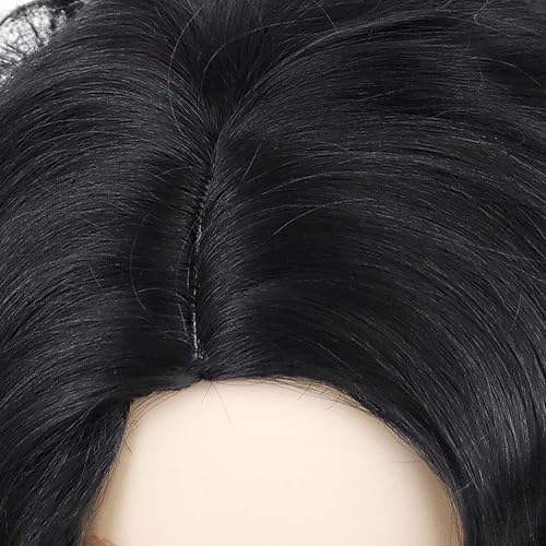 1930s Short Black Curly Flapper Wigs for Women Costume (with Red Bowknot) | Anime Cosplay Natural Hair Synthetic Hair Halloween Betty Costume Dress Up Drag Queen Flapper Wig (with Red Bowknot) - color: Black