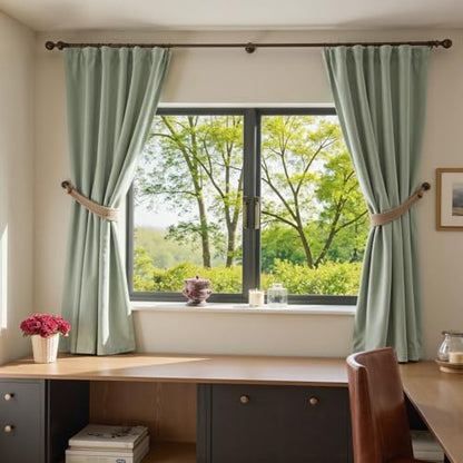 Lazzzy Green Velvet Curtains Blackout Thermal Insulated Curtains 72 Inch Long Window Drapes for Bedroom Living Room Super Soft Luxury Rod Pocket Window Treatment 2 Panels, Grey Sage - color: Grey Sage, size: 52"W x 72"L (Pack of 2)