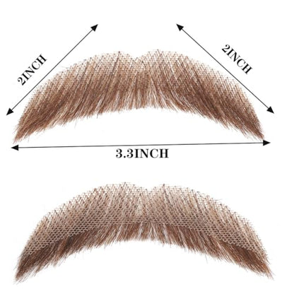 Hand-Tied Human Hair Fake Beard and Mustache for Costumes and Theater | Hand-knotted human hair on lightweight lace creates natural-looking facial hair for costumes, cosplay, theater and film - color: Style 2--brown