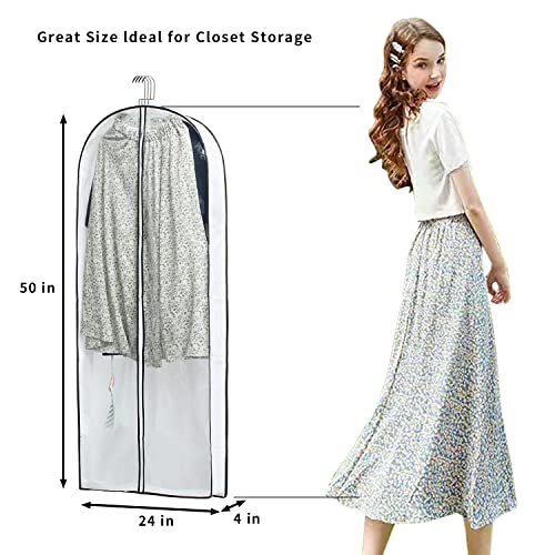 MsKitchen Hanging Clothes Storage with 4" Gusseted Garment Covers (Set of 6) - Clear Suit, Gown, Long Coat, Dress Protectors for Closet - 24"x 50"x 4" / 6 Pack - size: 24"x50"x4"/ 6 Pack