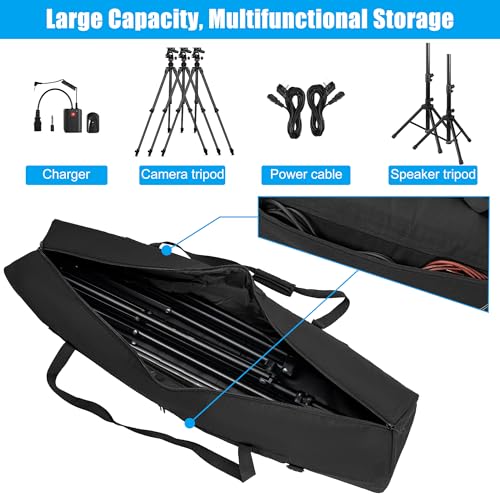 TORIBIO Tripod Carrying Case Bag, Padded Protective 56.3"x10"x6" | with Shoulder Strap and Handle, Heavy Duty, for Music Stand Mic Speaker Light Camera Monopod Stand - size: 56.3" x 10" x 6"