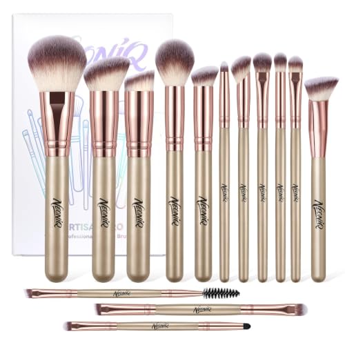 14 PCS Professional Makeup Brushes, Makeup Brush Set, Foundation Powder Blending Concealer Eyeshadows Blush Cosmetics Brushes(Gold) - color: 14Pcs-Gold