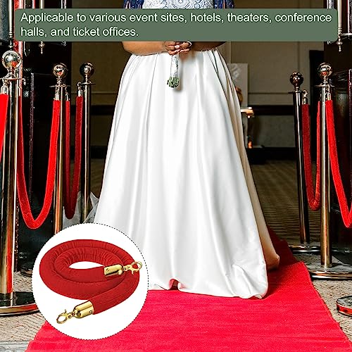 YOKIVE 2 Pcs Red Velvet Stanchion Rope Crowd Control Barrier Rope, Manage The Crowd, Great for Hotels, Theaters, Ticket Offices (Golden, 4 Feet) - color: Red, Golden, size: 4 Feet