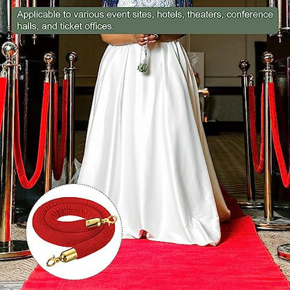 YOKIVE 2 Pcs Red Velvet Stanchion Rope Crowd Control Barrier Rope, Manage The Crowd, Great for Hotels, Theaters, Ticket Offices (Golden, 4 Feet) - color: Red, Golden, size: 4 Feet