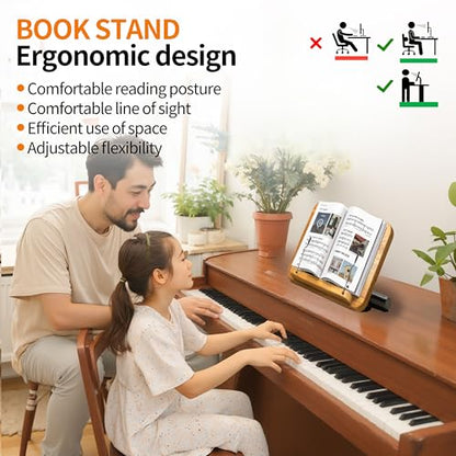 2-in-1 Dual-Use Music Stand & Tabletop Stand, 16.5"–51" Height Adjustable - color: Rubberwood Effect, size: Non-wheeled