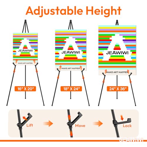 JEAWIWI 3 Pcs Lightweight Easel Stand, 66 Inch, Black, with Carry Bags - color: Black, size: 3 PCS