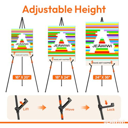 JEAWIWI 3 Pcs Lightweight Easel Stand, 66 Inch, Black, with Carry Bags - color: Black, size: 3 PCS
