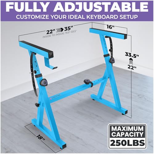 Liquid Stands Piano Keyboard Stand - Z Style Adjustable and Portable Heavy Duty Music Stand for Kids and Adults -Fits 54-88 Key Electric Pianos - Sturdy Musical Keyboard Stand (Light Blue) - color: Light Blue