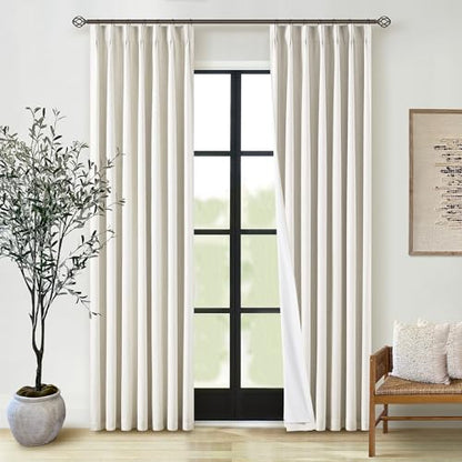 Natural Linen Pinch Pleated 100% Blackout Curtains 80 Inches Long 2 Panels - color: Natural Linen, size: 40"W x 80"L (Pack of 2)