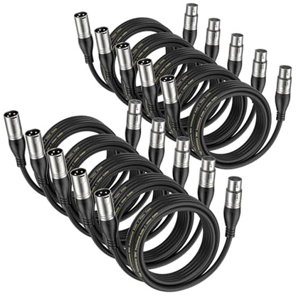 EBXYA XLR Cable 2ft 10 Packs Microphone Cable with 3-Pin XLR Male to Female | Balanced, Professional Shielded, for Mic, Mixer, Speaker Systems, Radio Station and Podcast, Black - color: Black, size: 2 Feet-10 Pack