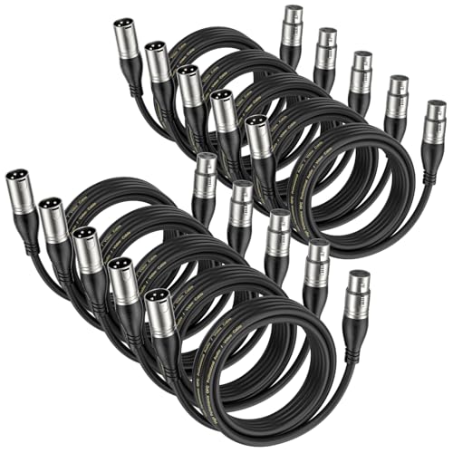 XLR Cable 25ft 10 Packs Microphone Cable with 3-Pin XLR Male to Female | Balanced, Professional Shielded, for Mic, Mixer, Speaker Systems, Radio Station and Podcast, Black - color: Black, size: 25 Feet-10 Pack