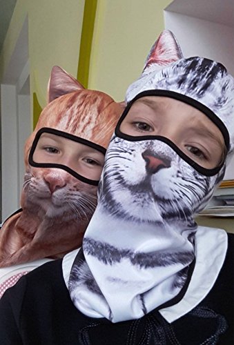 WTACTFUL 3D Animal Ears Balaclava, Breathable Face Mask for Halloween | Stand-Up Ears, Windproof Dustproof, Quick-Dry, No Fade Print, Soft, for Music Festivals Raves Ski Snowboard Moto Party - color: American Shorthair Meb-05