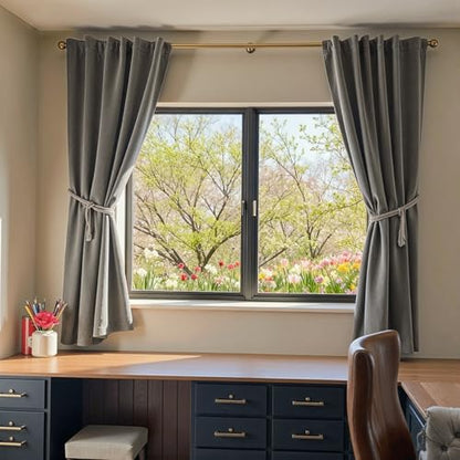 Lazzzy Velvet Light Gray Curtains 72 Inches Long Thermal Insulated Drapes for Bedroom Living Room Darkening Window Treatments Rod Pocket 2 Panels - color: Light Gray, size: 52"W x 72"L (Pack of 2)
